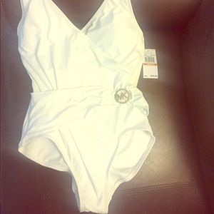Micheal Kors one piece white bathing suit